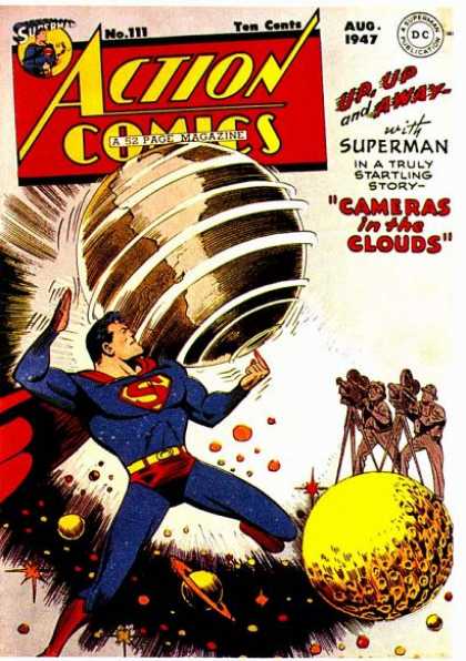 Action Comics 111 - Superman - Globe - Up Up And Away - Cameras In The Clouds - Spinnning