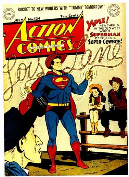 Action Comics 134 - Superman - Lois Lane - Lasso - Cowboy - Fence