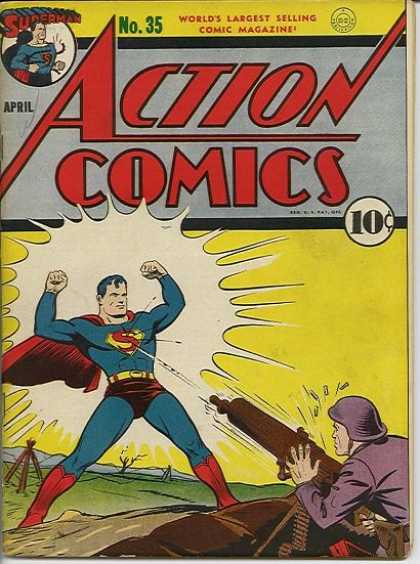 Action Comics 35 - Superman - Nazi - Bullets - Machine Gun - War