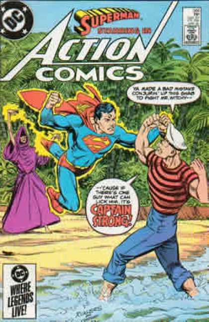 Action Comics 566 - Captain Strong - Superman - Beach - Jerry Ordway