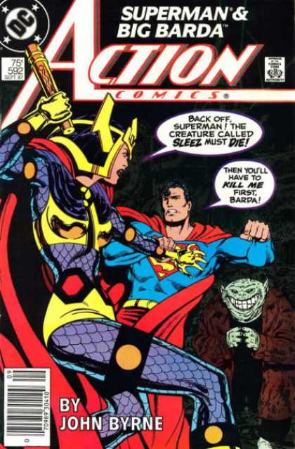 Action Comics 592 - Sleez - Superman - Big Barda - Fight - Barda - John Byrne