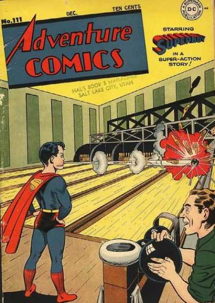 Adventure Comics 111 - Man - Boy - Bowling Alley - Bowling Ball - Pins - Joe Shuster