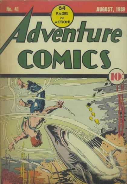 Adventure Comics 41 - Shark - Knife - Water - Ocean - Fish