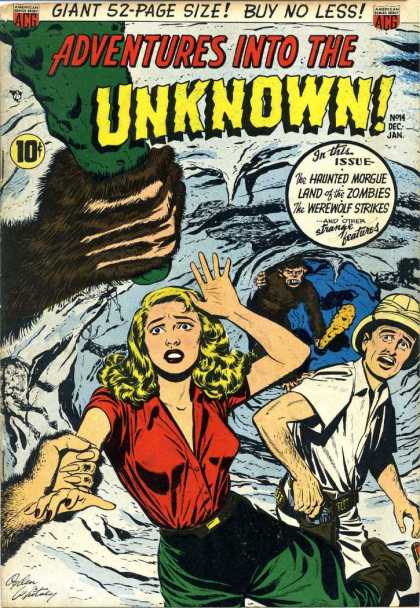 Adventures Into the Unknown 14 - Unknown - Haunted Morgue - Land Of The Zombies - Werewolf Strikes - Woman In Red Shirt