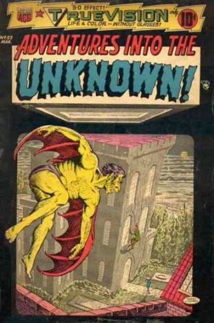 Adventures Into the Unknown 53 - Truevision - Yellow Demon - Red Wings - Castle - Woman