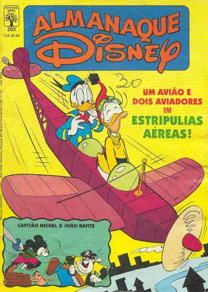 Almanaque Disney 202 - Wooden Two Man Plane - Pirate Dog - Flying - City Buildings - Mickey Mouse