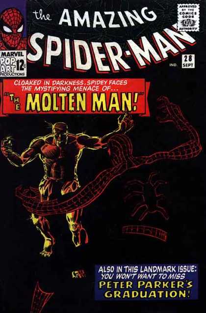 Amazing Spider-Man 28 - Molten Man - Graduation - Peter Parker - Graduation Day - Melted Rock And Pomp