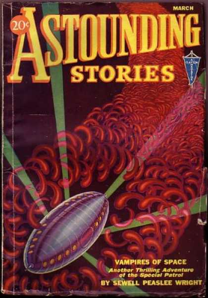Astounding Stories 27 - March - Vampires Of Space - Blood Worms - Space Craft - Light Beams