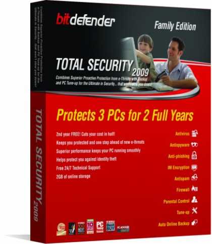 Bestselling Software (2008) - Bitdefender Total Security 2009 2Yr/3Pc