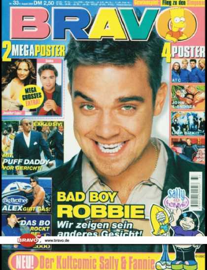 Bravo - 33/00, 09.08.2000 - Robbie Williams - Puff Daddy - Alex Jolig (Big Brother, TV