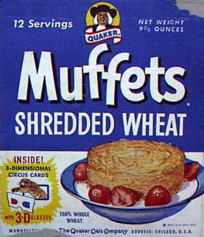 Cereal Boxes - Quaker Muffets Shredded Wheat
