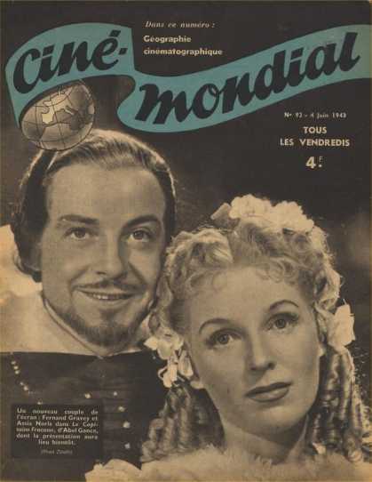 Cine-Mondial 92 - French - Cinema - Ringlets - Actor And Actress - Blue Banner