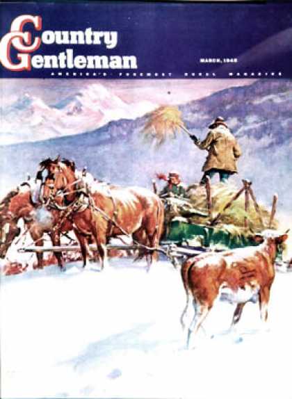 Country Gentleman - 1945-03-01: Feeding Herd in Winter (Matt Clark)