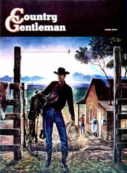 Country Gentleman - 1947-06-01: Cowboy at End of the Day (Peter Hurd)