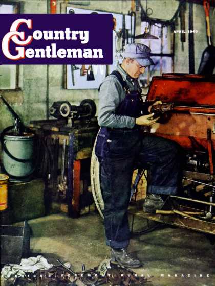 Country Gentleman - 1949-04-01: Farmer in Tool Shed (J.C. Allen)