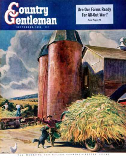 Country Gentleman - 1950-09-01: Corn Silos (Peter Helck)