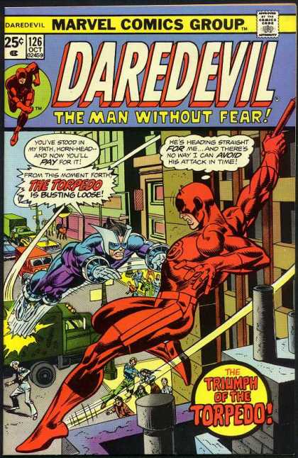 Daredevil 126 - Cartoon - Car - Red - Building - Man