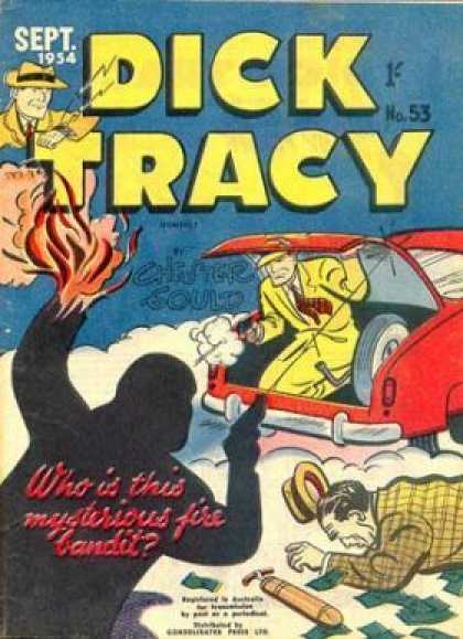 Dick Tracy 53 - Man - Guns - Fire - Car - Hat
