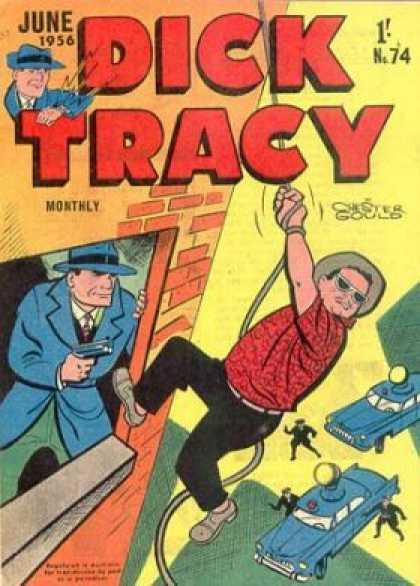Dick Tracy 74 - Searchlights - Man On Rope - Police Cars - Window - June 1956