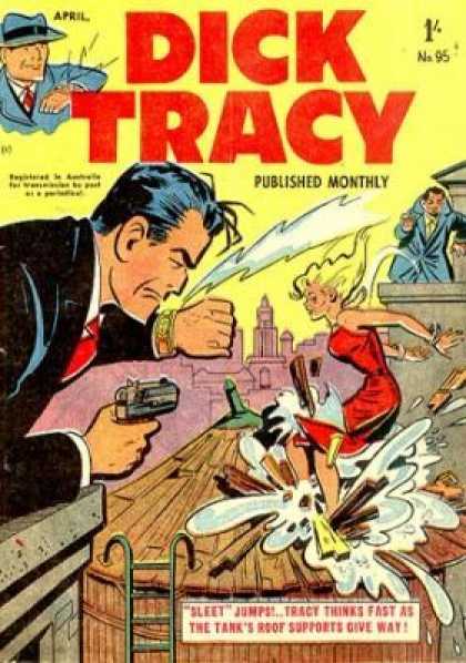 Dick Tracy 95 - Published Monthly - Sleet Jumps - Detective - Woman In A Red Dress - Tanks Roof