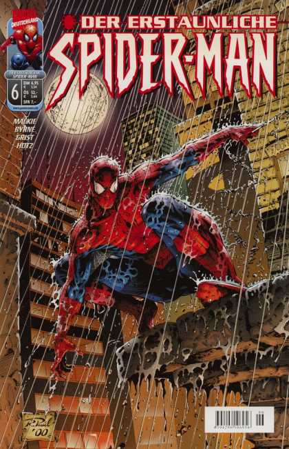 Die Spinne 483 - Spider-man - Pouring Rain - Full Moon - Buildings - Ledge