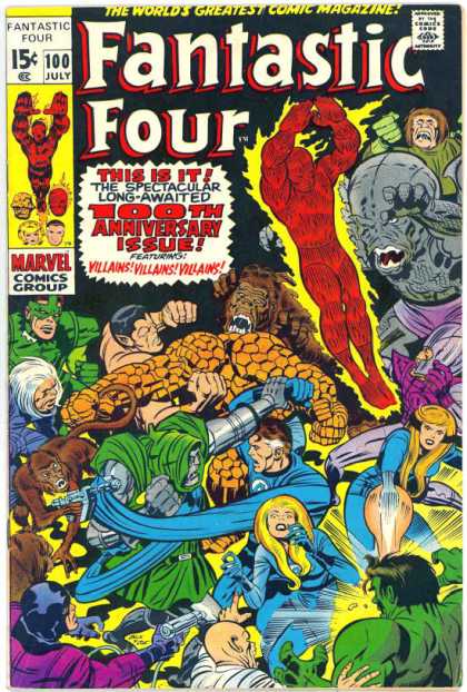 Fantastic Four 100 - Approved By The Comics Code - Human Torch - Thing - Monkey - Invisible Woman - Jack Kirby