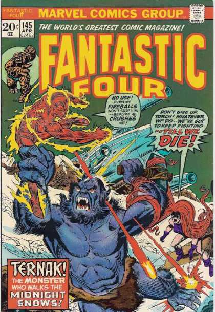 Fantastic Four 145 - Hair - Flame - Rock - Monster - Human Torch