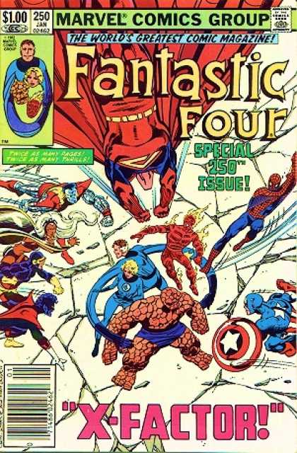 Fantastic Four 250 - Spider-man - Human Torch - Marvel Comics Group - Special 250th Issue - Captain America - John Byrne, Terry Austin