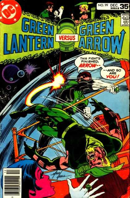 Green Lantern (1960) 99 - Green Arrow - This Fights Finished - Space - In Orbit - Boxing Ring - Mike Grell