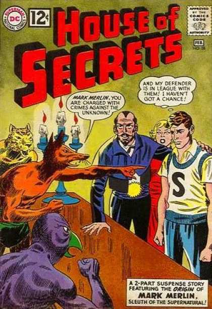 House of Secrets 58 - Mark Merlin - Sleuth Of The Supernatural - Beasts - Candles - Crime - George Roussos