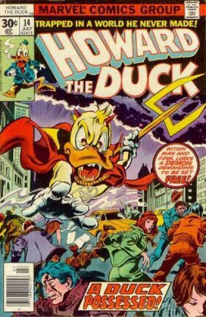 Howard the Duck 14 - Trident - Possessed - Rainclouds - City Street - Taxi - Gene Colan
