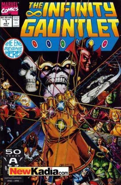 Infinity Gauntlet 1 - Marvel Comics - End Begins Here - Gemstones - Gold - Skull - George Perez