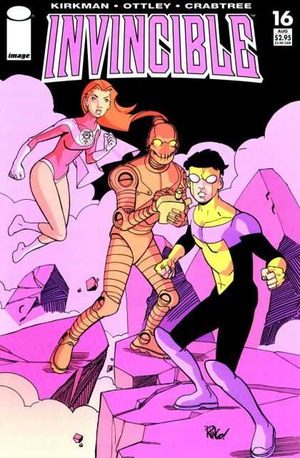 Invincible 16 - Hover Girl - Orange Tin Man - Making Notes - Fight Ready - Looking - Mike Wieringo