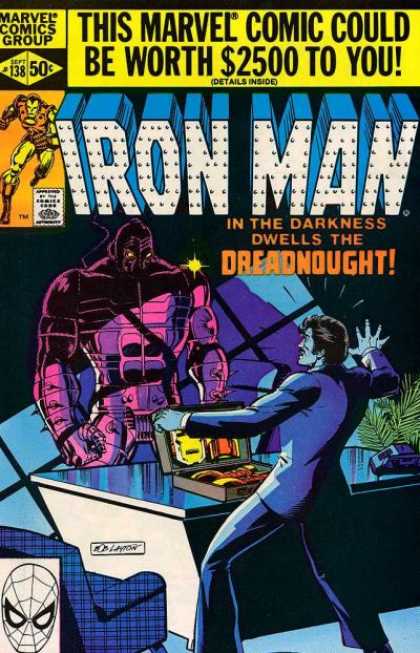 Iron Man 138 - In The Darkness Dwells The Dreadnought - Yellow Sparkle - Windows Shadow - Plant - Briefcase - Bob Layton