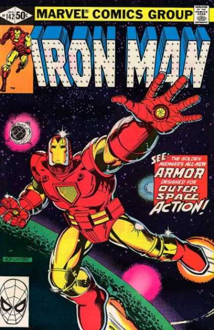 Iron Man 142 - Golden Avenger - Outer Space Action - Planets - Stars - Armor - Bob Layton