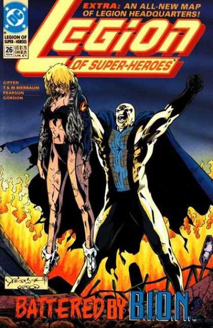 Legion of Super-Heroes (1989) 26 - Caped Monster - Fiery Inferno - Woman - Battle - Beaten - Jason Pearson