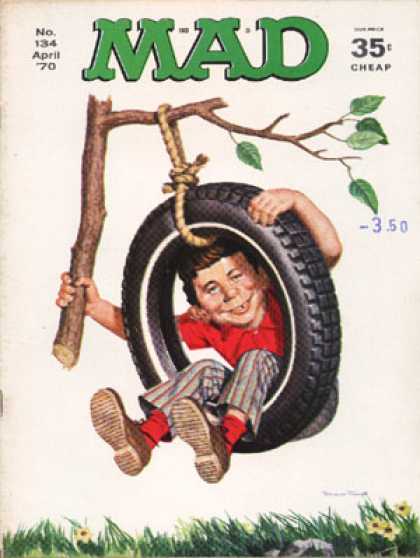 Mad 134 - Tire Swing - Branch - Boy - Rope - Red Shirt
