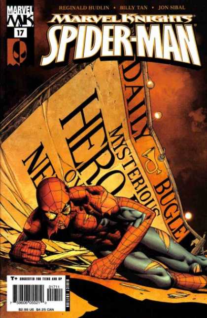 Marvel Knights Spider-Man 17 - Words - Letters - Light - Yellow - Mask - Morry Hollowell, Steve McNiven