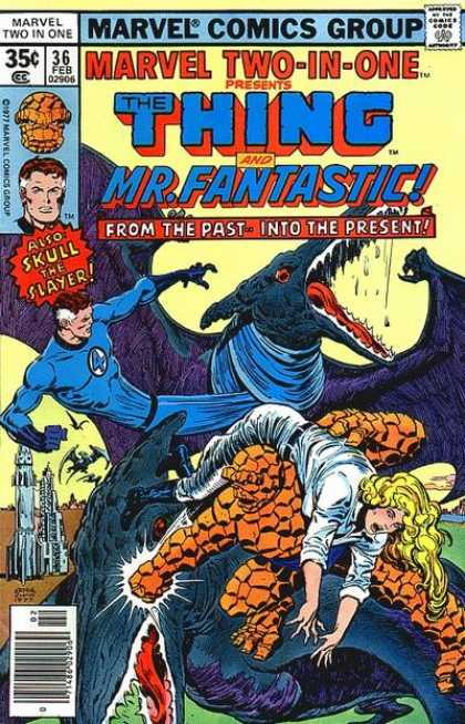 Marvel Two-In-One 36 - Thing - Mr Fantastic - Dinosaur - Skull The Slayer - Woman - Ernie Chan