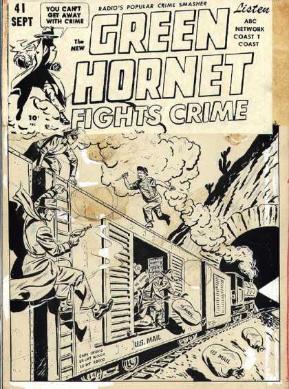 Original Cover Art - Green Hornet #41 cover (1948) - Green Hornet - Fights Crime - Cant Get Away - Radio - Popular Crime Smasher