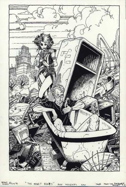 Original Cover Art - Tales From The Forbidden Planet - Broken Building - One Man U0026 Women - Tub - Oven - Some Tree