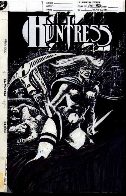 Original Cover Art - The Huntress #1 Cover ( 1994) - Huntress - Cross - City - Weapon - Night