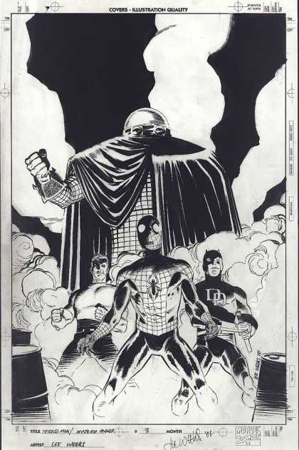 Original Cover Art - Spider-man: The Mysterio Manifesto #3 Cover (2000) - No Title - Spidenman - Daredevil - Mysterio - Signed