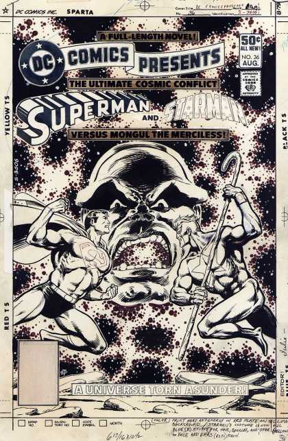 Original Cover Art - DC Comics Presents #36 Cover (1980) - Superman - Starman - Mongul The Merciless - Staff - A Universe Torn Asunder
