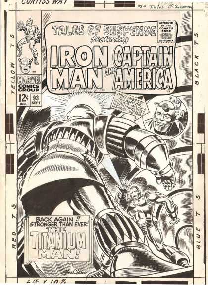 Original Cover Art - Tales Of Suspense #93 Cover (Large Art) 1967 - Iron Man - Captain America - Marvel Comics - Titanium Man - Tales Of Suspense