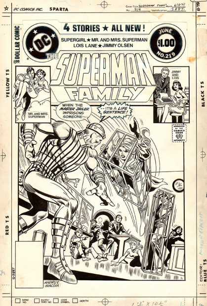 Original Cover Art - Superman Family #219 Cover (1982) - 4 Stories - Dc - The Superman Family - Cage - Battle