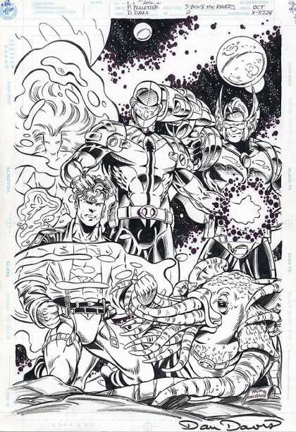 Original Cover Art - Superboy And The Ravers - Superheroes - Space - Alien - Planets - Tentacles