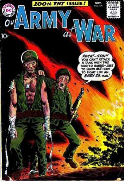 Our Army at War 100 - Soldiers - Injured Hands - Bandages - Explosion - Tanks - Joe Kubert