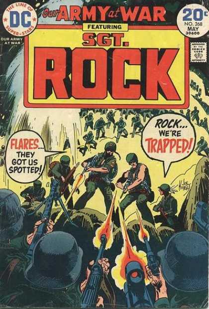 Our Army at War 268 - Sgt Rock - Trapped - Flares - Spotted - Army Helmets - Joe Kubert