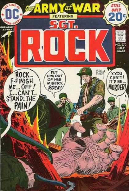 Our Army at War 270 - Rock - Still Only 20 Cents - The Line Of Dc Super-stars - No 270 July - Guns - Joe Kubert
